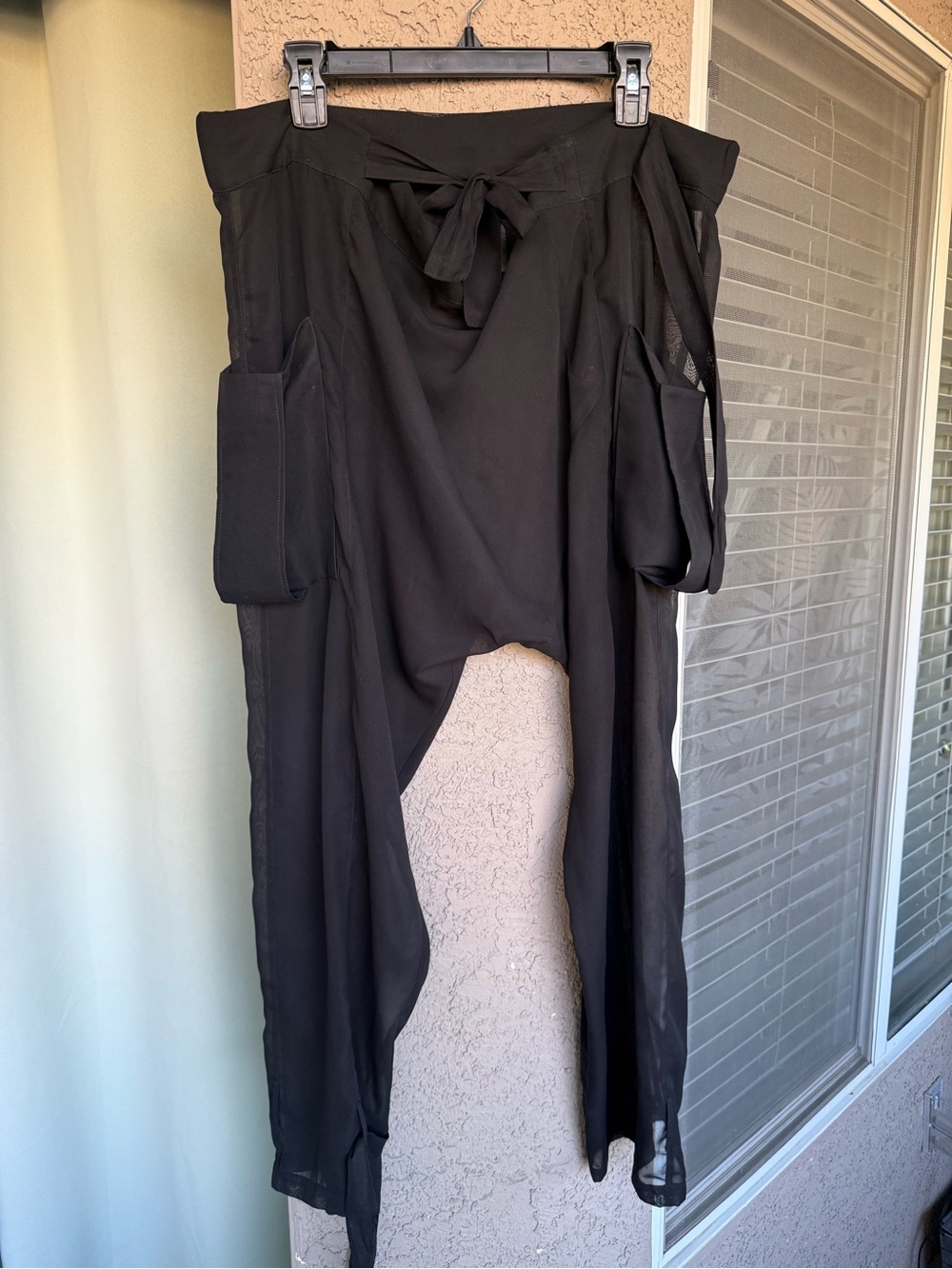 ORTTU Black Lightweight Draped sheer  Pants